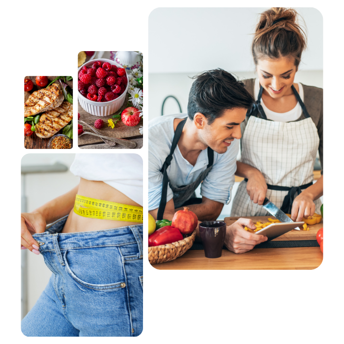 Couple making healthy meal for weigh loss